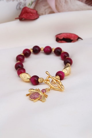 Bracelet - Œil-de-tigre et zircons