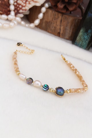 Bracelet - Plaqué or jaune et nacre