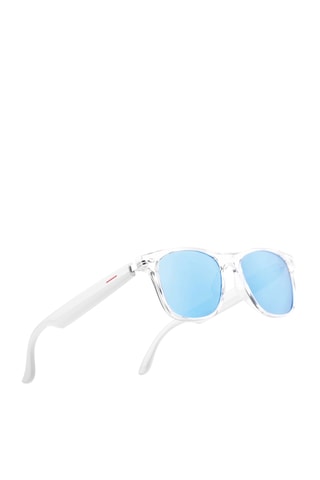 Lunettes de soleil connectées Mogie - Modèle Dione - Bluetooth - Blanc et bleu clair