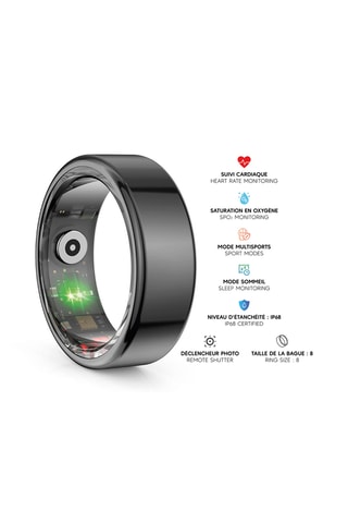 Bague connectée Mogie - Modèle Titan - Noir - Taille 8