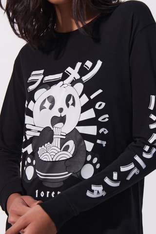 Pyjamashirt Pandamiz- Zwart - Undiz