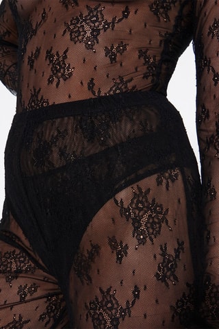 Wijde, kanten pyjamabroek hoge taille Splendidiz - Zwart