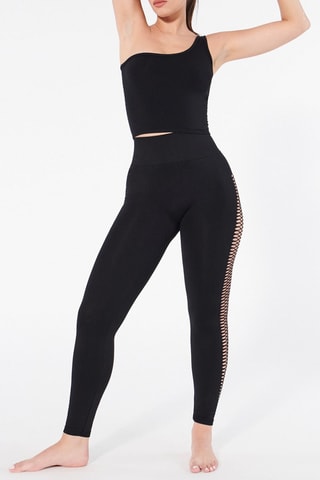 Asymmetrische Crop Top Laceseamiz - Zwart