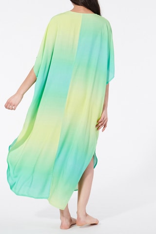 Kaftan Dip and Dye Capuciliz - Turquoise en Geel