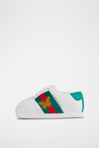 Pantoffels - Wit en Donkergroen