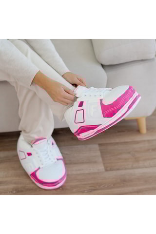 Pantoffels - Wit en Fuchsia