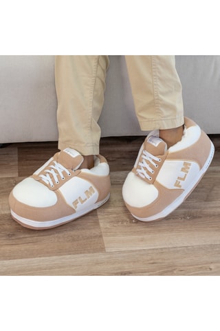 Pantoffels - Wit en Camel