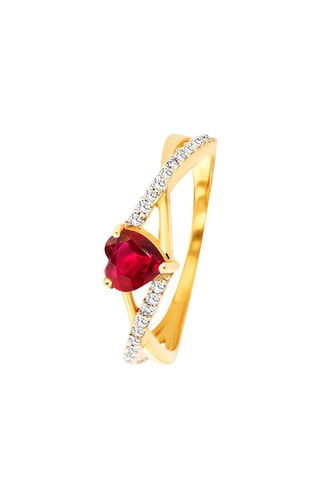 Bague - Or jaune, diamants et rubis