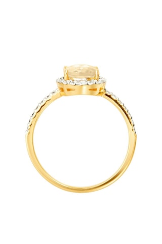 Bague - Or jaune, diamants et citrine