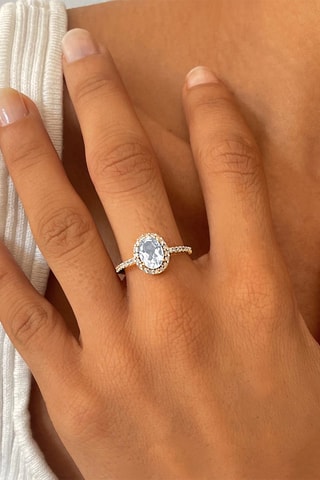 Bague - Or jaune, diamants et topaze