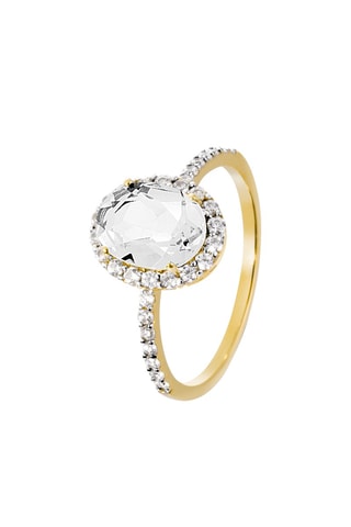Bague - Or jaune, diamants et topaze