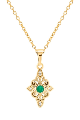 Pendentif - Or jaune, diamants et émeraude