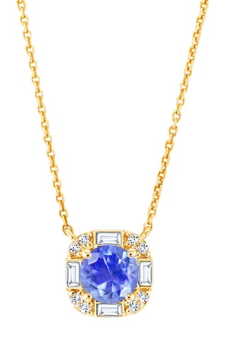 Collier - Or jaune, diamants, tanzanite et topazes