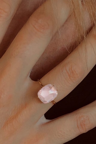 Bague - Or jaune et quartz rose