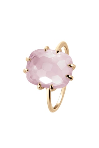 Bague - Or jaune et quartz rose