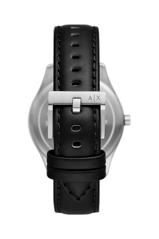 Relógio de quartzo em couro - Preto e prateado