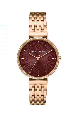 Relógio de quartzo em aço - Dourado-rosa e bordô