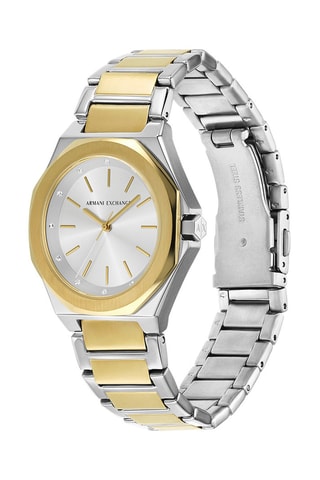 Coffret relógio de quartzo em aço e colar