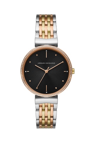 Relógio de quartzo em aço 
Prateado e preto