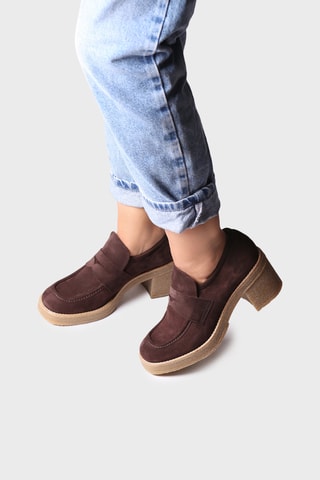 Mocassins à talons en cuir Parma - Marron