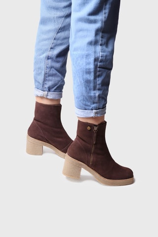 Bottines fourrées en nubuck Peru - Marron