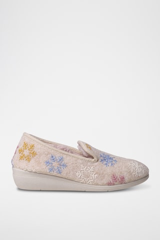 Slippers fourrés compensés Carme - Beige