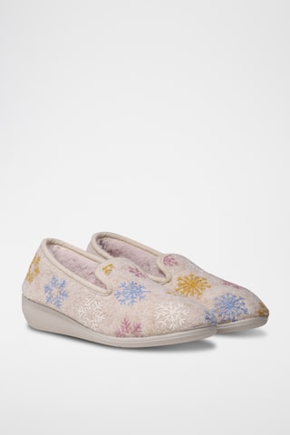 Slippers fourrés compensés Carme - Beige