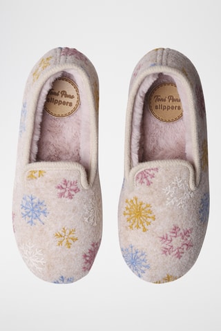 Slippers fourrés compensés Carme - Beige