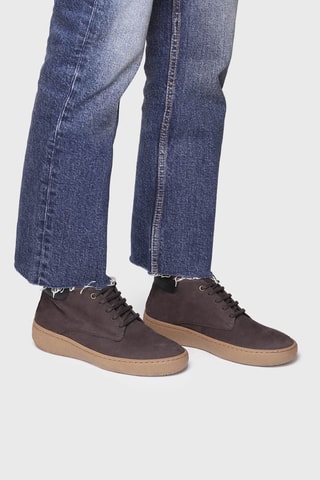 Bottines en cuir Sort - Marron foncé