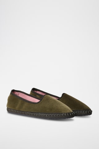 Slippers en velours Claudina - Kaki