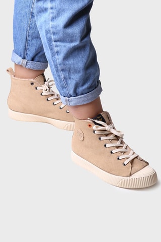 Baskets montantes fourrées en cuir Genova - Beige