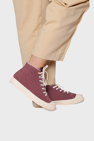 Baskets montantes fourrées en cuir Genova - Mauve