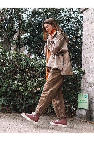 Baskets montantes fourrées en cuir Genova - Mauve