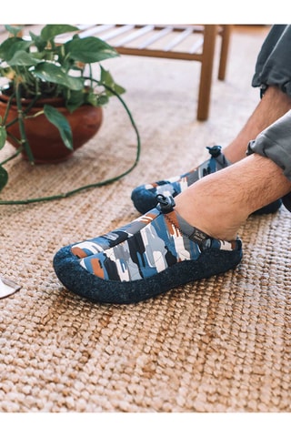 Pantoufles Nadir - Bleu marine et blanc