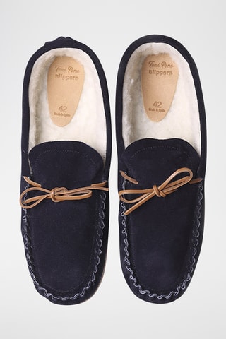 Chaussures bateau fourrées en cuir Nagel - Bleu marine