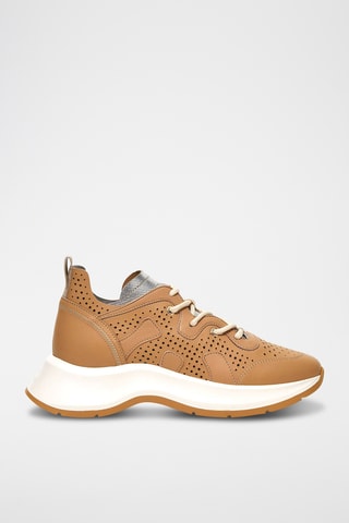 Leren Platform Sneakers - Beige