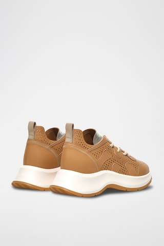 Leren Platform Sneakers - Beige