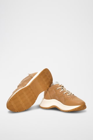 Leren Platform Sneakers - Beige