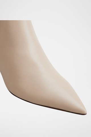 Leren Enkellaarzen - Beige