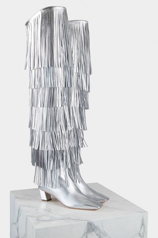 Leren Lieslaarzen - Zilverkleurig