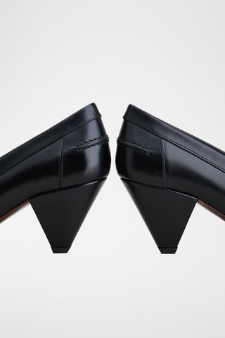 Leren Mocassins met Hak - Zwart