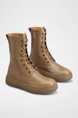 Leren Enkellaarzen - Beige