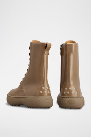 Leren Enkellaarzen - Beige