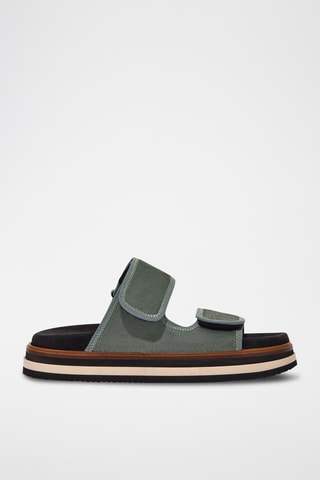 Leren Platform Sandalen - Groen