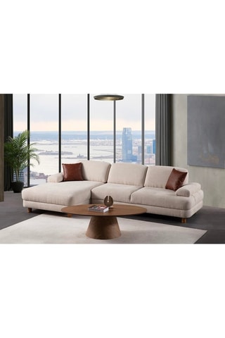 Canapé d'angle gauche Nice L - Crème - 3 places - En tissu