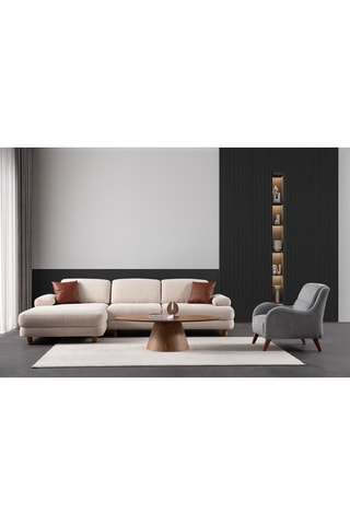 Canapé d'angle gauche Nice L - Crème - 3 places - En tissu