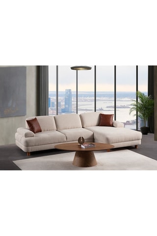 Canapé d'angle droit Nice L - Crème - 3 places - En tissu