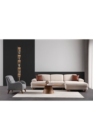 Canapé d'angle droit Nice L - Crème - 3 places - En tissu