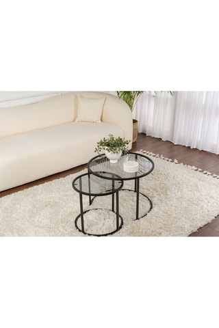 2 tables gigognes en verre Aurum - 42 x 39 x 42 / 60 x 43 x 60 cm