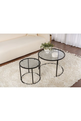 2 tables gigognes en verre Aurum - 42 x 39 x 42 / 60 x 43 x 60 cm